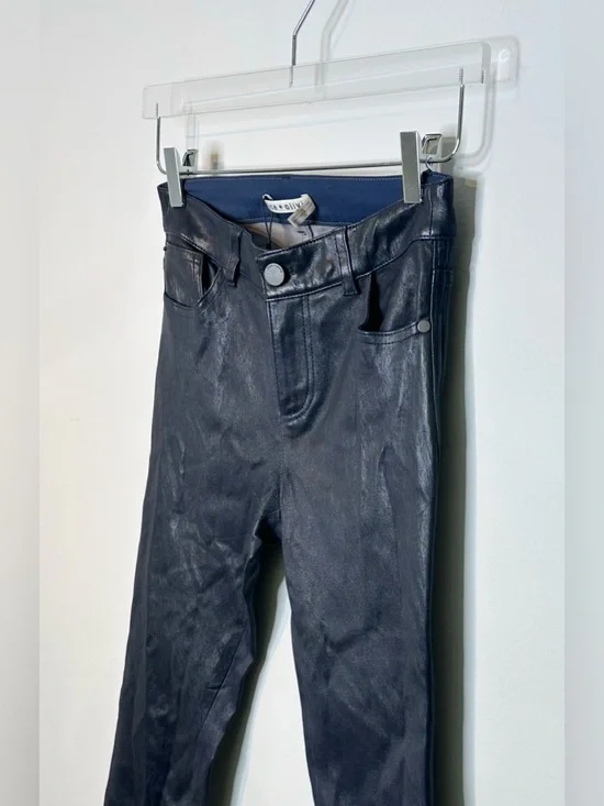 Alice + Olivia Navy Blue Lambskin Leather Skinny Pants Jeans NWT - Picture 6 of 13